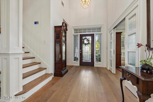 entrance foyer featuring light hardwood / wood-style floors