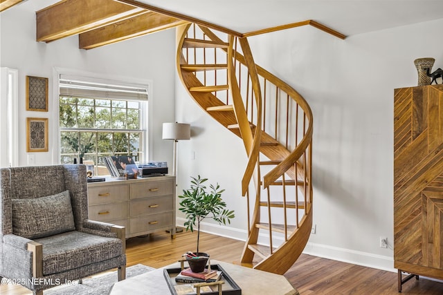 sitting room with hardwood / wood-style floors