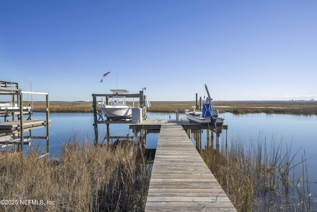 view of dock featuring a water view