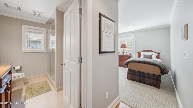 bedroom featuring crown molding