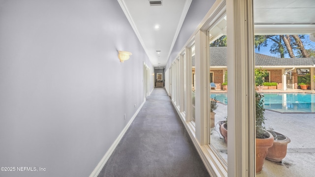 hall with crown molding