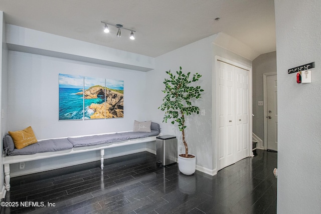 hall with dark hardwood / wood-style floors