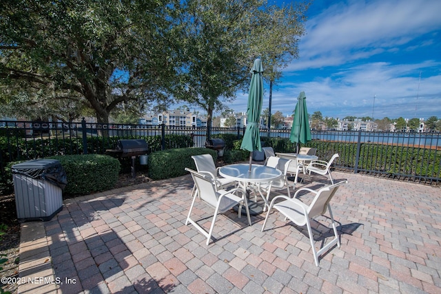 view of patio with a grill