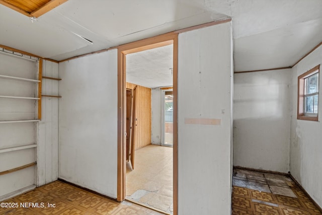 interior space featuring light parquet flooring