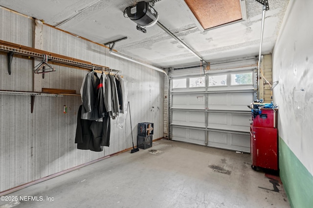 garage with a garage door opener