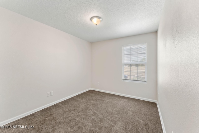 empty room with carpet and a textured ceiling