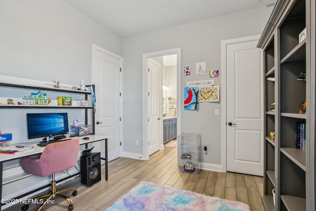 office space featuring light hardwood / wood-style flooring