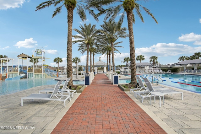 view of pool with a gazebo