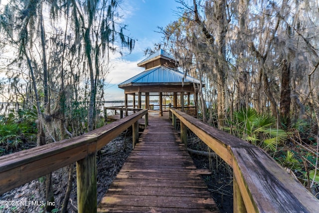 dock area with a gazebo