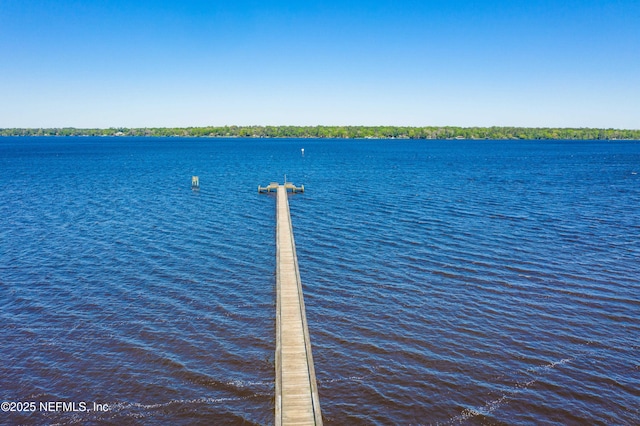 property view of water featuring a dock