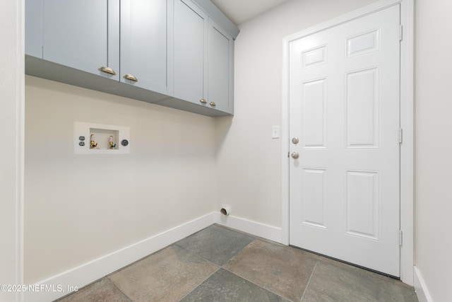 clothes washing area featuring washer hookup, cabinets, and hookup for an electric dryer