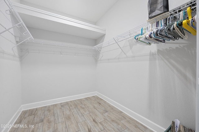 spacious closet with hardwood / wood-style flooring