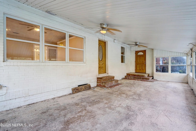 view of patio with ceiling fan