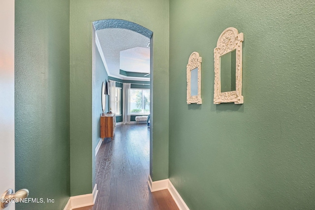 corridor with wood-type flooring