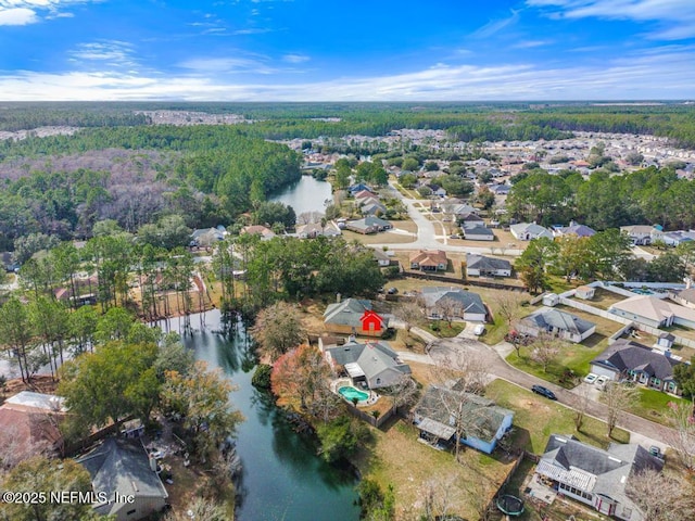 bird's eye view featuring a water view