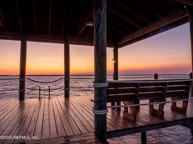 dock area featuring a water view