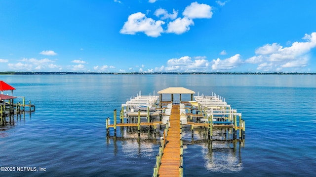 view of dock featuring a water view