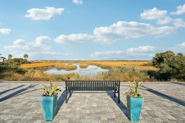 view of community featuring a water view