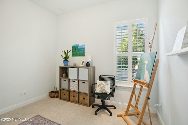 view of carpeted office space