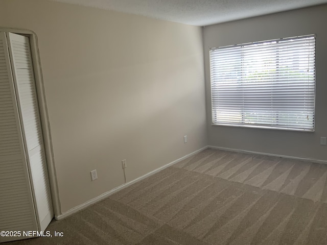 spare room with carpet floors, a healthy amount of sunlight, and a textured ceiling