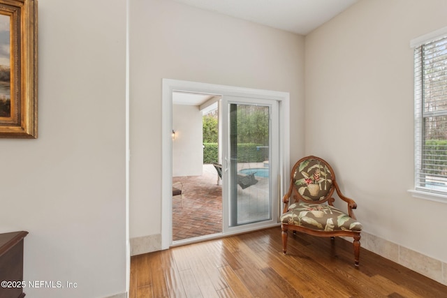 doorway to outside featuring wood-type flooring and plenty of natural light