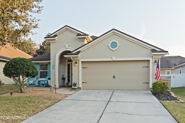 single story home with a garage