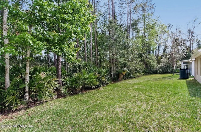 view of yard featuring central AC unit