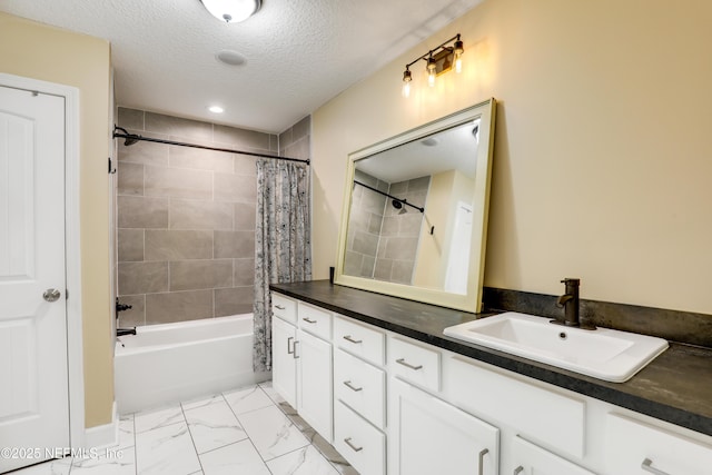 54110 Marlee Rd, Callahan, FL 32011 - bathroom with vanity, shower / bath combo, and a textured ceiling