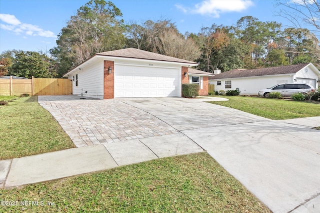 ranch-style house with a front lawn