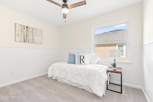 bedroom with light carpet