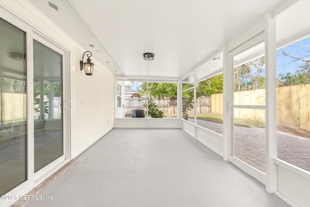 view of unfurnished sunroom