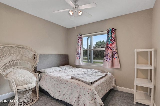 bedroom with carpet and ceiling fan