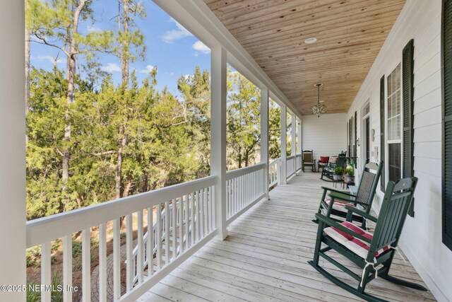 wooden deck featuring a porch