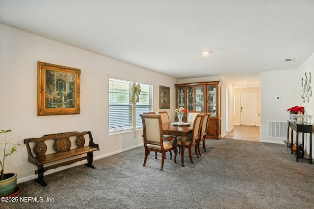 view of carpeted dining room