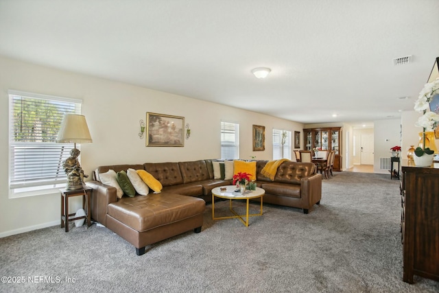 living room featuring carpet floors