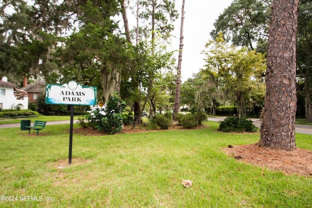 view of home's community with a lawn