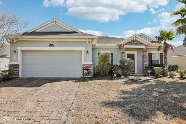 view of front of property with a garage