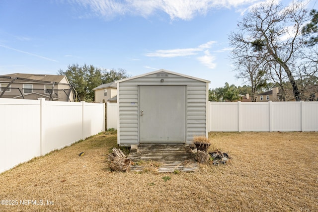 view of outdoor structure with a yard