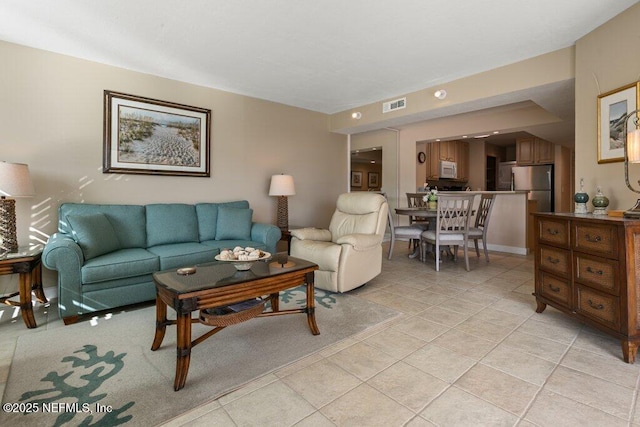 view of tiled living room