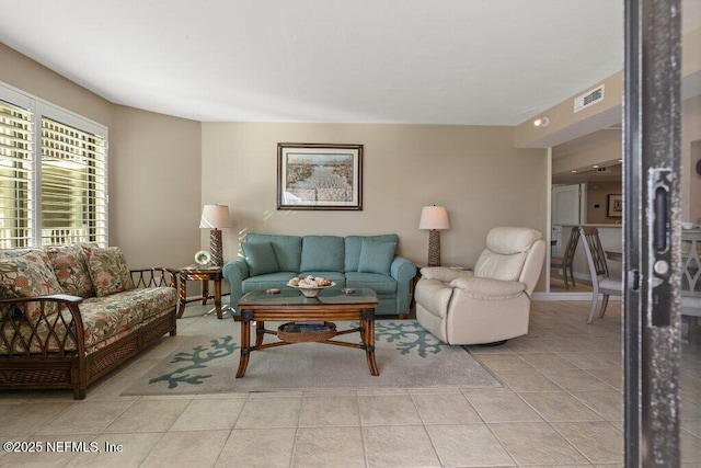 view of tiled living room