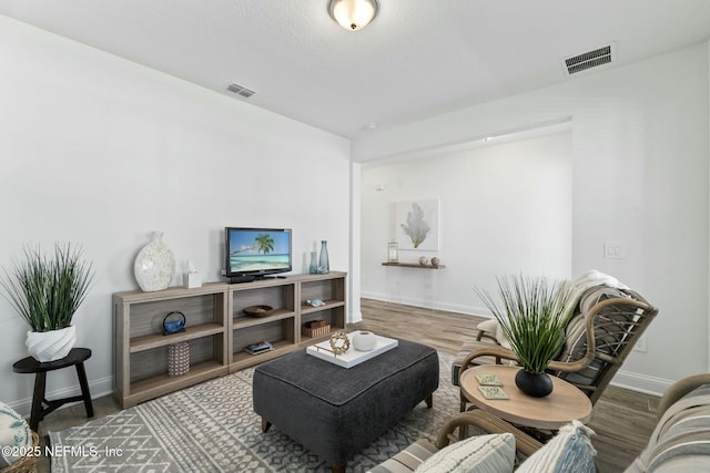 living room with hardwood / wood-style floors