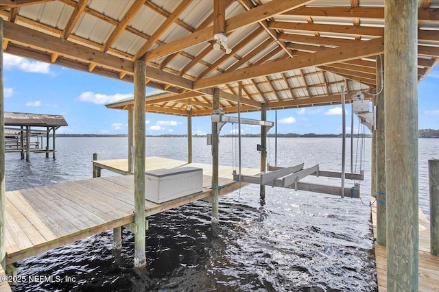 view of dock featuring a water view