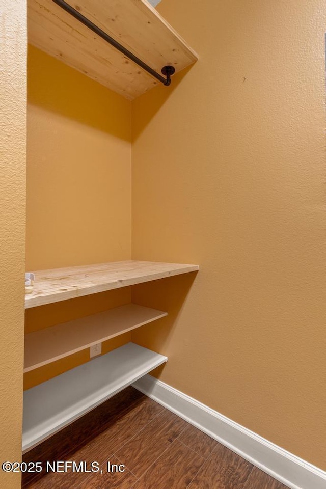 walk in closet featuring hardwood / wood-style flooring