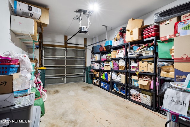 garage with a garage door opener