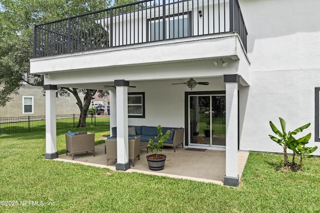 2360 Golfview Dr, Fleming Island, FL 32003 - view of patio featuring an outdoor hangout area, a balcony, and a ceiling fan