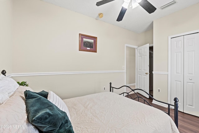 2360 Golfview Dr, Fleming Island, FL 32003 - bedroom featuring wood finished floors, a closet, and ceiling fan