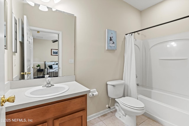 2360 Golfview Dr, Fleming Island, FL 32003 - full bathroom with tile patterned flooring, shower / tub combo, vanity, toilet, and baseboards