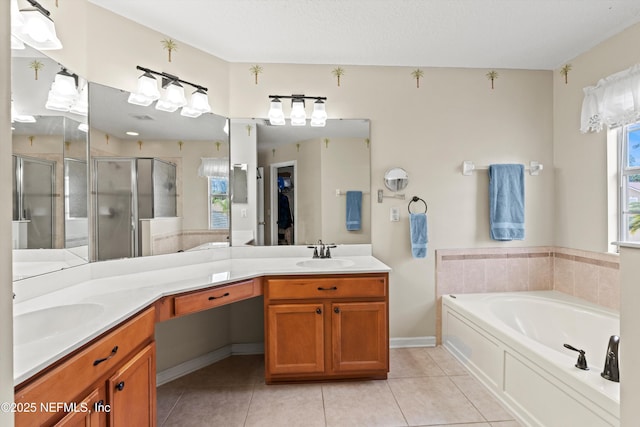 2360 Golfview Dr, Fleming Island, FL 32003 - bathroom featuring a stall shower, a bath, and double vanity
