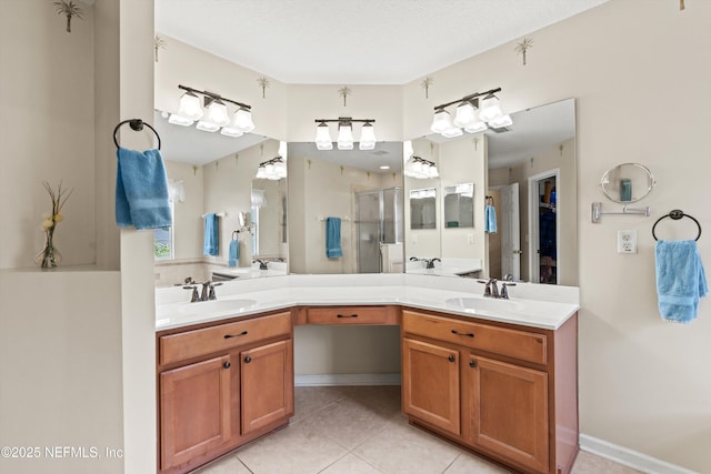 2360 Golfview Dr, Fleming Island, FL 32003 - full bath with a stall shower, double vanity, and tile patterned floors