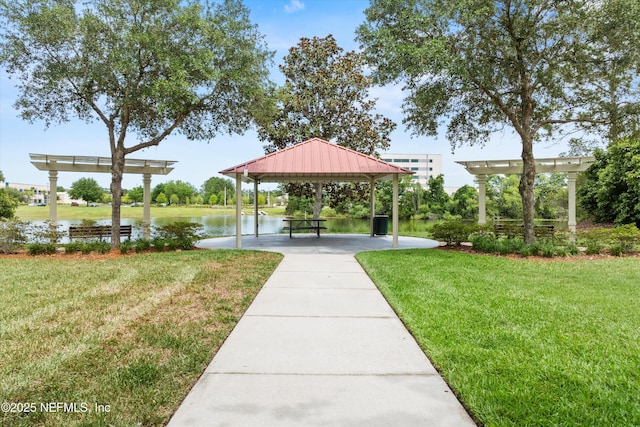 2360 Golfview Dr, Fleming Island, FL 32003 - view of home's community with a gazebo, a lawn, and a water view